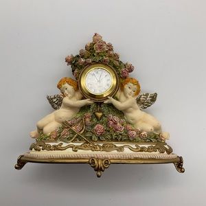 LIMITED EDITION JUDITH WINSLOW TIME FOR LOVE CERAMIC CHERUB SHELF CLOCK FIGURE